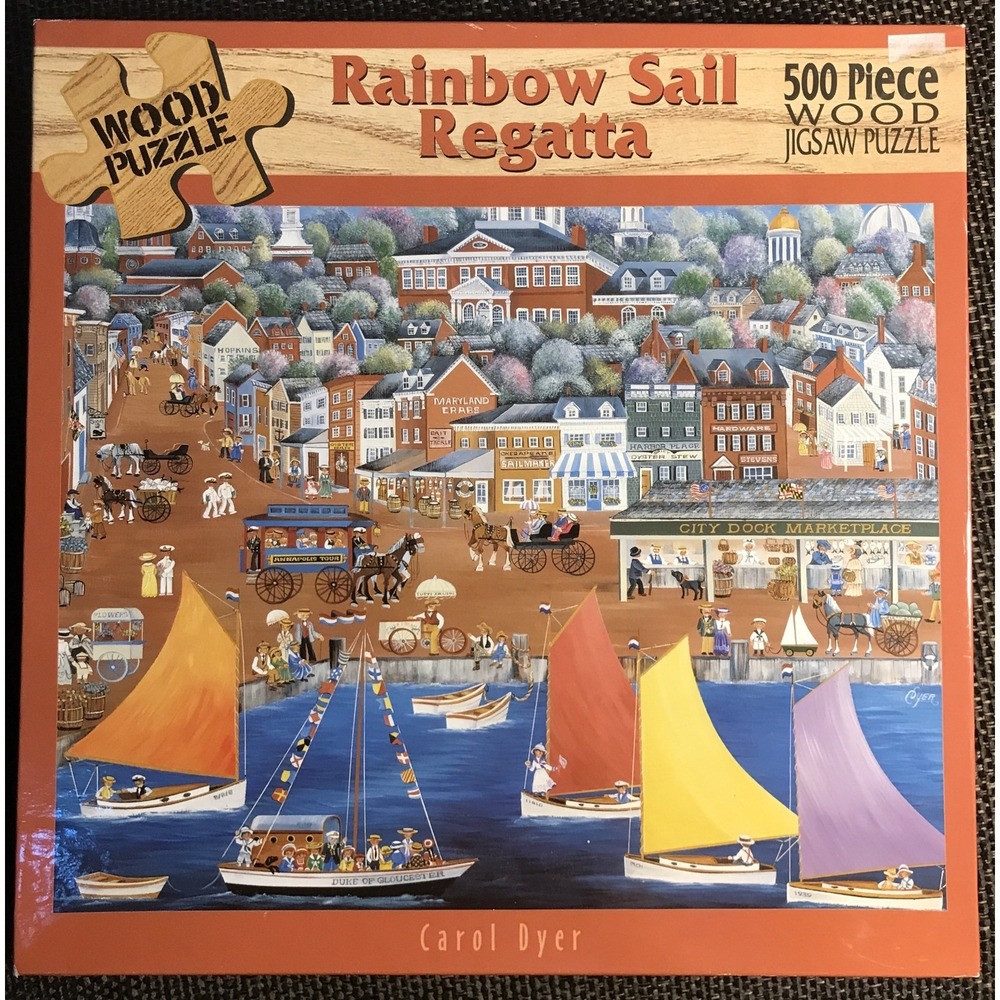 Rainbow Sail Regatta Cork Puzzle Ceaco Carol Dyer COMPLETE 500 Pc EXCELLENT